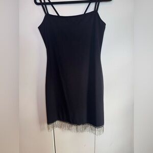 Jump Black Slip Mini Dress with Silver Trim